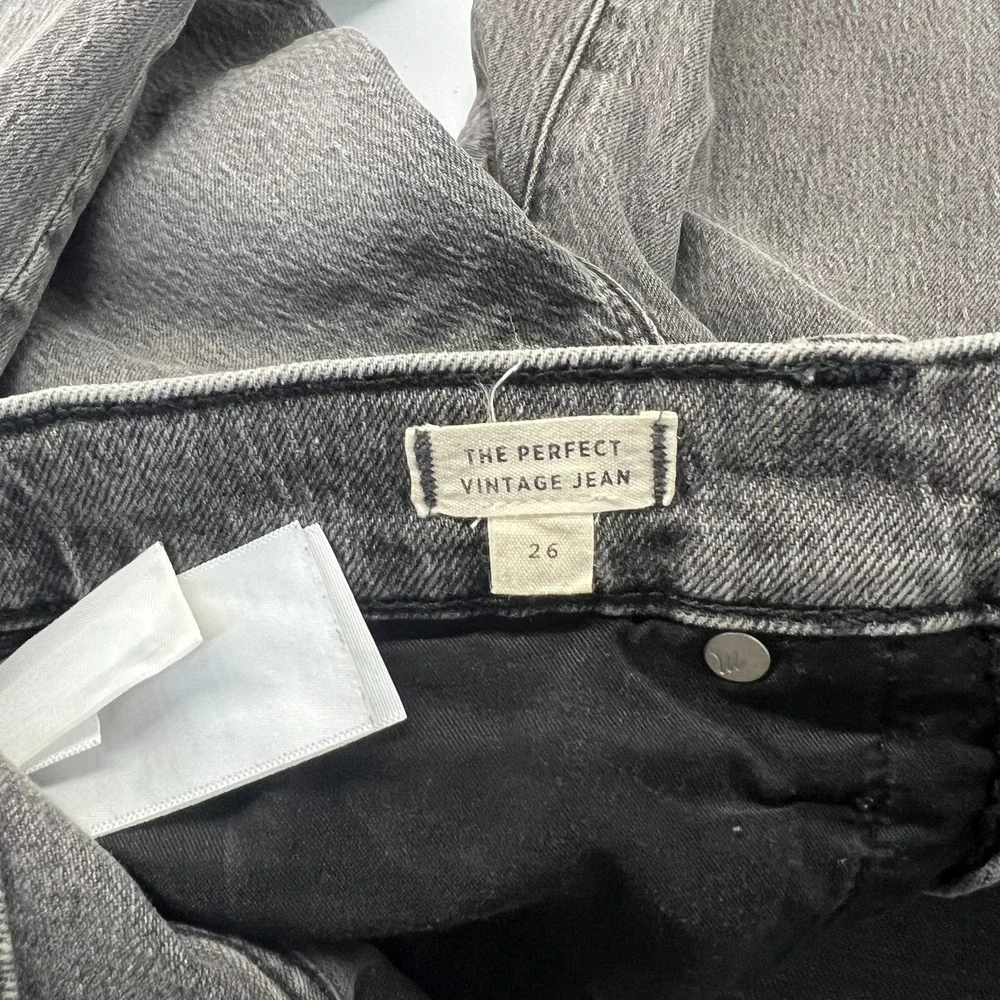The Perfect Vintage Jeans Womens 26 Black‎ Denim Cotton Distressed Frayed Hem